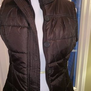 Brown quilted puffer vest